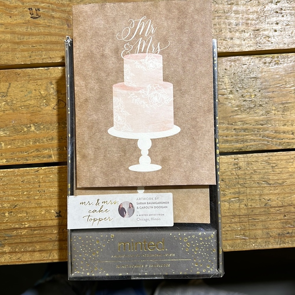 Minted Mr & Mrs cake topper 20 notecards and 30 envelopes. 2 sets. 40 total